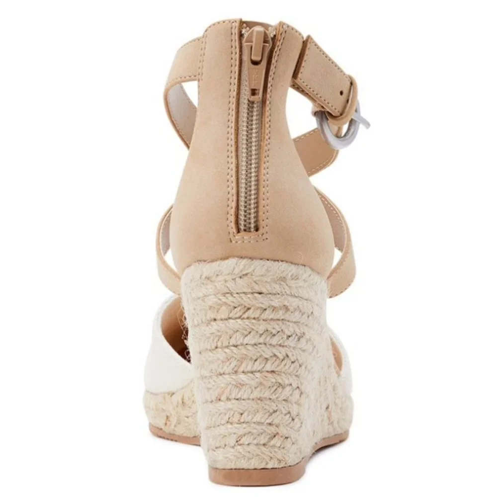 Time and Tru Espadrille Platform Footbed Sandals Natural Size 7 New